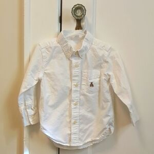 EUC Baby Gap Toddler Boy White Long Sleeved Button Down Oxford Shirt